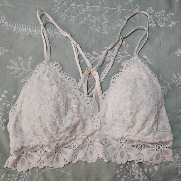 Aerie Cream Lace Bralette Intimates Cross Back Size M - Picture 1 of 11